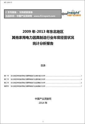 2009-2013年东北地区其他家用电力器具制造行业经营状况分析年报